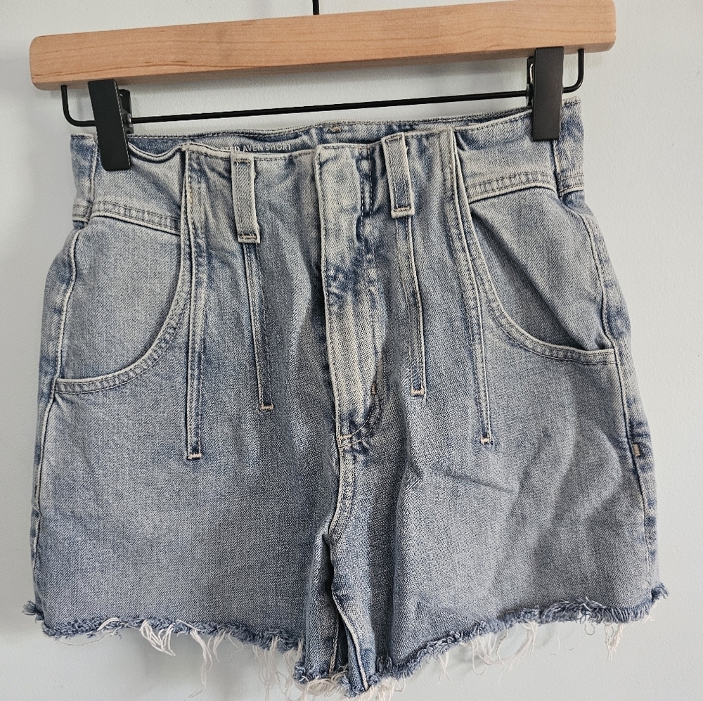 Adriano Goldschmied Blue Denim Shorts W/ Raw Hem Size 24R